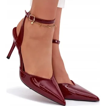 Dámské lodičky LODICKY DÁMSKÉ LAKOVANÉ EKO KŮŽE ODKRYTÁ PATA BORDO 37