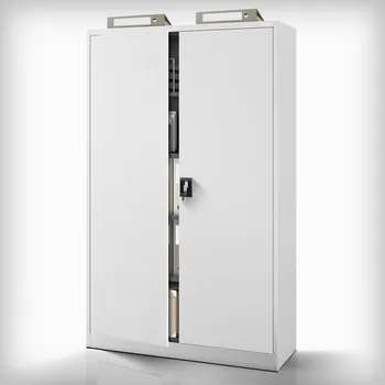 Policová skříň Nábytek PEGAS Šedá kovová kancelářská skříň na dokumenty JAN II, 1150 x 1850 x 400 mm