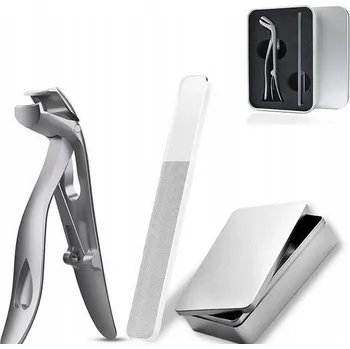 Úhlové kleštičky na nehty pro seniory, štípačky + skleněný PILNÍK + POUZDRO