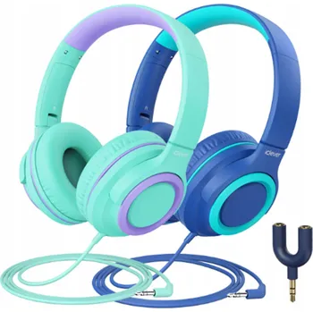 Sluchátka Sada 2x drátová sluchátka pro děti, skládací, dvě barvy