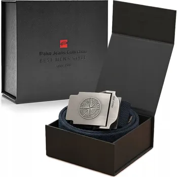 Opasek Pánský PÁSEK ke kalhotám plátěný jako Dárek pro muže, TMAVĚ MODRÝ v krabičce