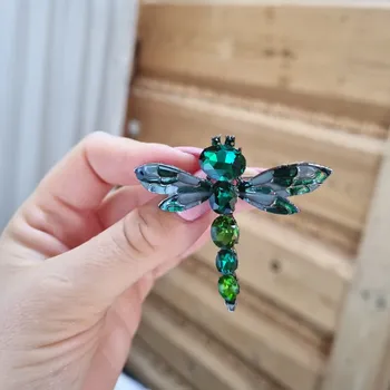 Brož Camerazar Brož vážka se zelenými krystaly unikátní šperk