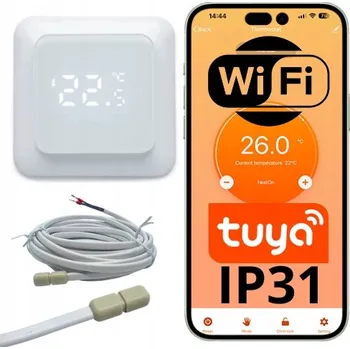 Termostat WiFi Termostat Tuya 16A IP31 s podlahovým senzorem NTC pro vytápění 230V