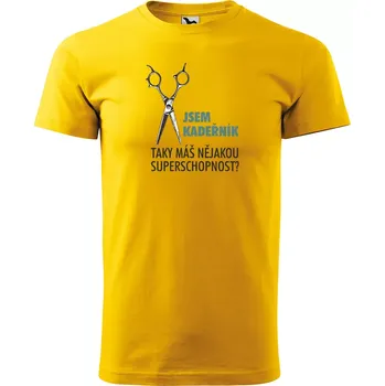Pánské tričko Sablio Tričko s potiskem Jsem kadeřník, taky máš nějakou superschopnost? - žluté 3XL