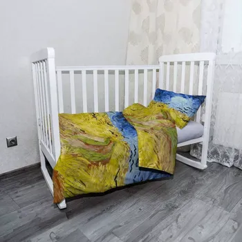 Povlečení Sablio Mikroplyšové dětské povlečení do postýlky Pšeničné pole s vránami - Vincent van Gogh - 120x90 / 40x60