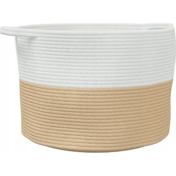 Koš na prádlo Moderní koš na prádlo z bavlněné šňůry, béžovo-bílý, 55 x 36 cm