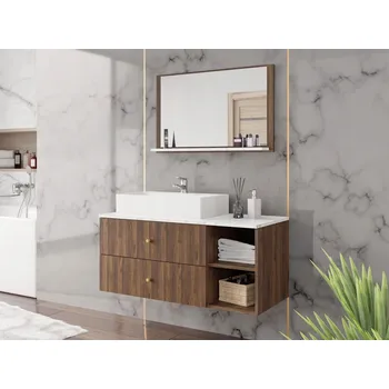 Koupelnový nábytek Nábytek do koupelny SEGUNDO 1 - ořech / mramor světlý