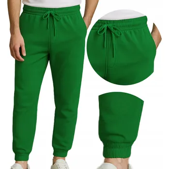 Pánské Jogger Kalhoty Tepláky se Zřasenými Náplety Zelené XL