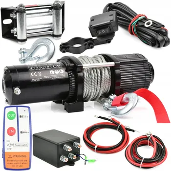 Stavební technika ELEKTRICKÝ NAVIJÁK PRO ČTYŘKOLKY A SNĚŽNÉ SKÚTRY 12V 4500LB (2 HP) S LANEM 10m