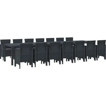 Zahradní jídelní souprava s polštáři 15 pcs Antracit PP Antracitová3378795