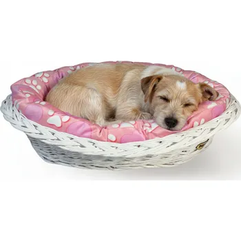 Pelíšek pro psa Pelíšek pro psa nebo kočku, proutěný koš, malovaný, bílý košík DOTTY