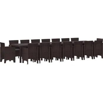 Zahradní jídelní souprava s polštáři 17 pcs Hnědá PP Hnědá3378660