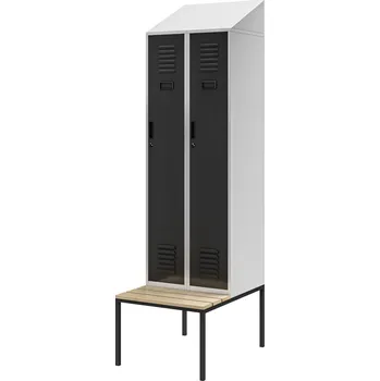 Šatní skříň Jan Nowak Šatní skříňka s lavičkou a stříškou KACPER II PRO, 600 x 2295 x 850 mm, šedo-antracitová