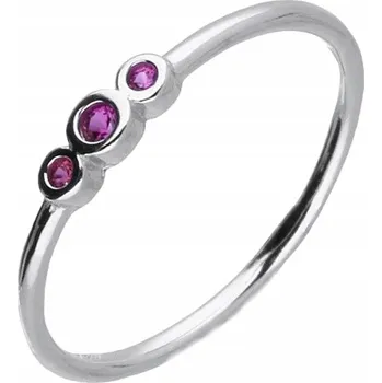 Prsten Jemný Stříbrný Rhodiovaný Prstýnek 925 s Růžovými Zirkony Úzký vel. 17