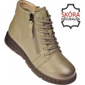 Dámská zimní obuv Dámské kotníkové boty B-3-1380 béžové, zateplená kožíšek zip, vel 38