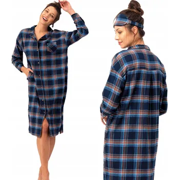 Dámská noční košile Košile noční se zapínáním dámská bavlněná flanelová dlouhá Key S