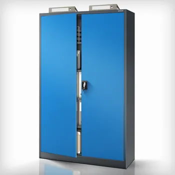 Policová skříň Nábytek PEGAS Kancelářská kovová skříň na dokumenty antracitově-modrá JAN II, 1150 x 1850 x 400 mm