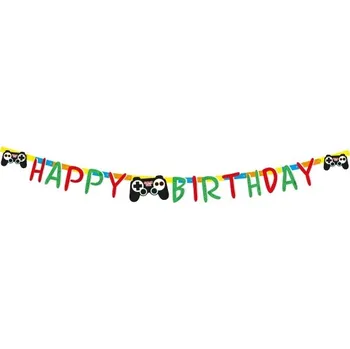 Party dekorace Grabo Banner Happy Birthday Game Controller 2 m