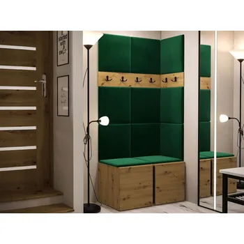 Šatní skříň Skříň MOB 84 x 186 x 44 cm, dub řemeslný, zeleň