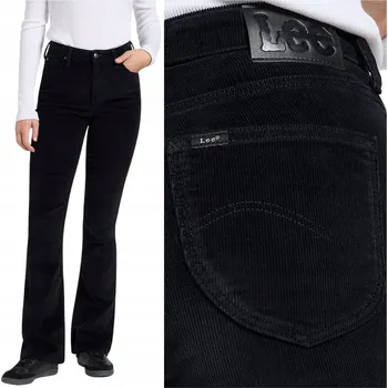 Dámské kalhoty Lee BREESE BOOT bootcut Černé dámské manšestrové kalhoty s rozšířenými nohavicemi W27 L31