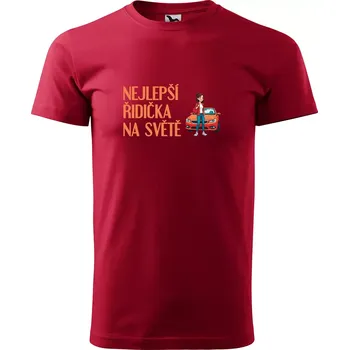 Sablio Tričko s potiskem Nejlepší řidička na světě - červené 5XL