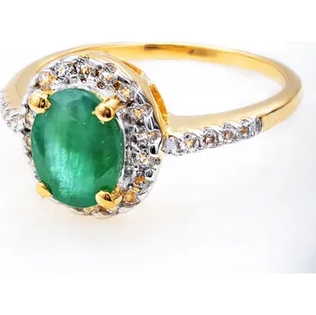 Prsten STŘÍBRNÝ PRSTÝNEK se SMARAGD a HORSKÝMI KŘIŠŤÁLY