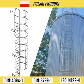 Žebřík OCELOVÝ NOUZOVÝ ŽEBŘÍK S OCHRANNÝM KOŠEM 10,1 M, POZINK
