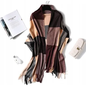 Šála Dámská kašmírová šála hnědá černá béžová - TEPLÁ KLASICKÁ šála - RŮZNÉ BARVY