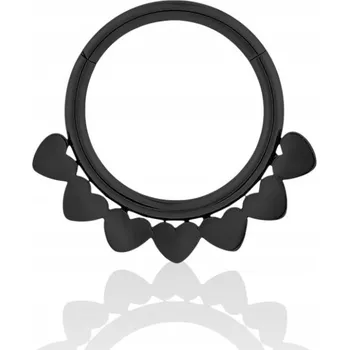 Náušnice PIERCING Clicker ČERNÝ Náušnice ve tvaru srdíčka do SEPTUM, DAITH OCEL CH.316 1,2/10
