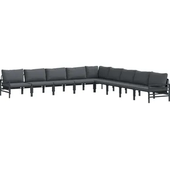 Sada zahradních pohovek s polštářem 9 pcs Černá Ocel Antracitová3378996