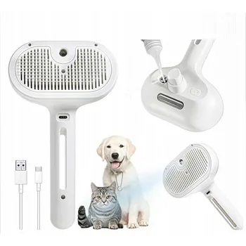 Kartáč pro zvířata ELEKTRICKÝ PAŘNÍ KARTÁČ NA ČESÁNÍ SRSTI PSA KOČKY SAMOČISTÍCÍ