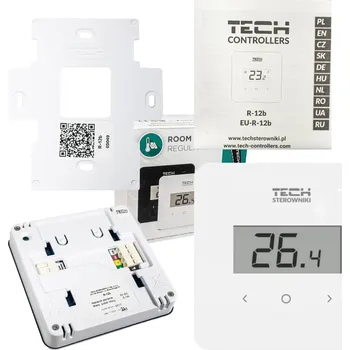Termostat Tech R-12B drátový pokojový termostat regulátor bílý L-X