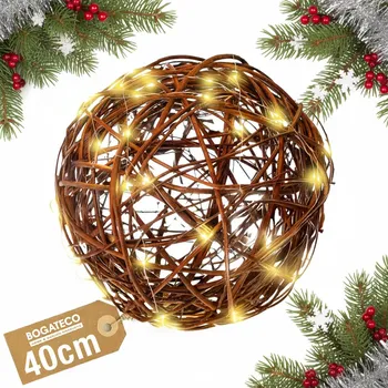 Zahradní dekorace Proutěná koule 40 cm LED zahradní floristická ozdobná dekorativní - 50 LED