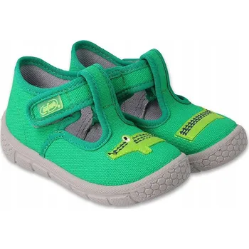 Dívčí bačkory Befado dětské papuče na suchý zip zelené, velikost 24