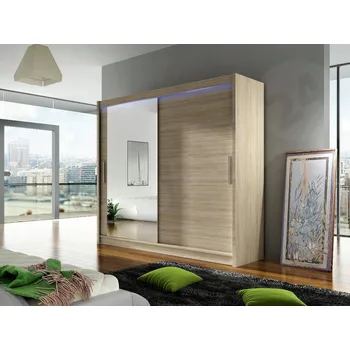 Šatní skříň Skříň Veneti FLORENCIO 180 x 215 x 57 cm, odstíny hnědé