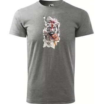 Pánské tričko Sablio Tričko s potiskem Tiger Paint 2 - šedé 3XL