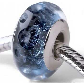 Přívěsek Korálek Charm Murano Cosmos stříbro 925 vesmír ve skle, skleněný přívěsek