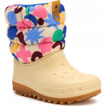Dívčí sněhule Sněhule Crocs Classic Neo Puff Geo Shapes Boot Kids shitake/multi 29-30