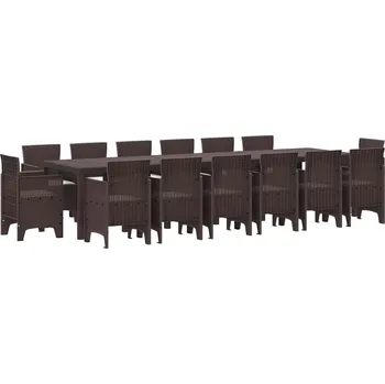 Zahradní jídelní souprava 15 pcs Hnědá Ratan Polt Hnědá3378641