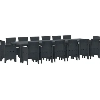 Zahradní jídelní souprava 15 pcs Antracit Ratan Polt Antracitová3378636