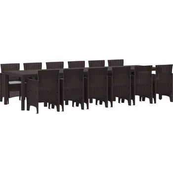 Zahradní jídelní souprava 13 pcs Hnědá Ratan Polt Hnědá3378779