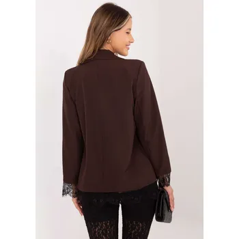 Dámské sako Hnědé sako s krajkovými detaily Italy Moda černá | hnědá 3497062