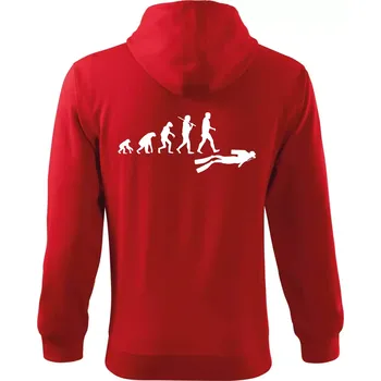 Pánská mikina Evoluce potápění - Mikina s kapucí na zip trendy zipper - M ( Červená )