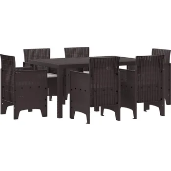 Zahradní jídelní souprava 7 pcs Hnědá Ratan Polt Hnědá3378559