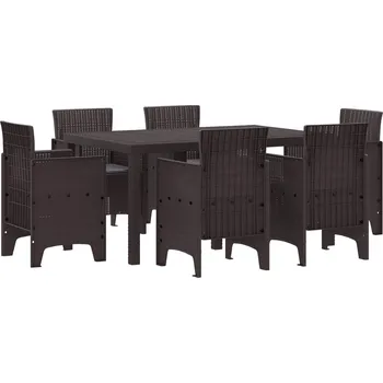 Zahradní jídelní souprava 7 pcs Hnědá Ratan Polt Hnědá3378560