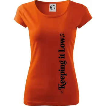 Dámské tričko KEEPING IT LOW NA VÝŠKU - basový klíč - Dámské triko Pure - XS ( Oranžová )