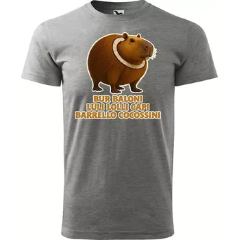 Sablio Tričko s potiskem Bur baloni luli lolli capi barrello cocossini - Italian Brainrot - šedé S