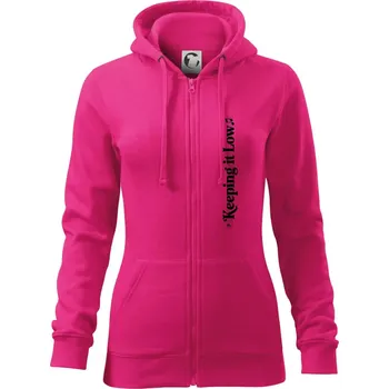 Dámská mikina KEEPING IT LOW NA VÝŠKU - basový klíč - Dámská mikina trendy zipper s kapucí - M ( Purpurová )