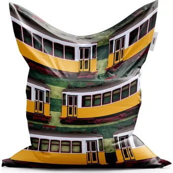 Sedací pytel Sablio Sedací vak Lisabonské historické tramvaje Zelený Pattern - 200x140 cm