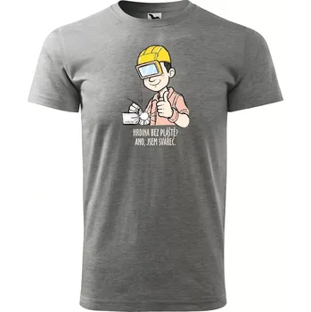 Pánské oblečení Sablio Tričko s potiskem pro svářeče Hrdina bez pláště? Ano, jsem svářeč - šedé 2XL